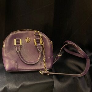 Tory Burch Mini Bag in Rich Purple with Gold Accents